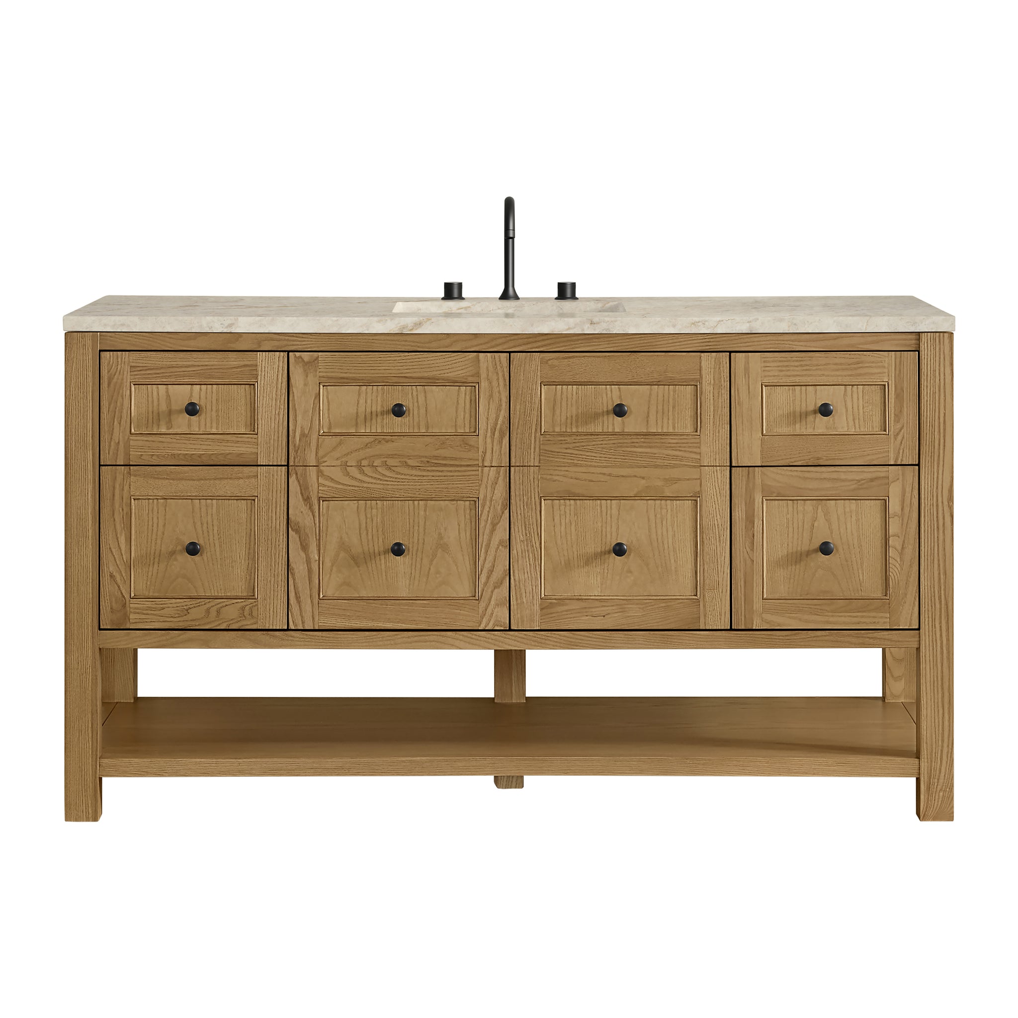 James Martin Breckenridge 60" Single Bathroom Vanity, Light Natural Oak with Tajnar countertop