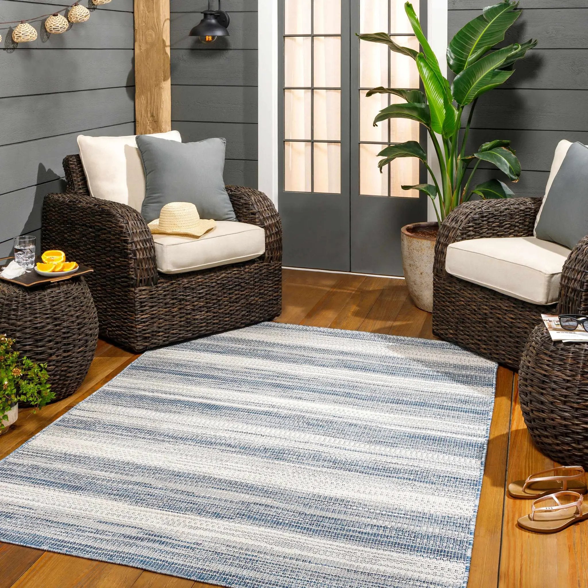 Kris Navy Outdoor Area Rug - Clearance by Boutique Rugs