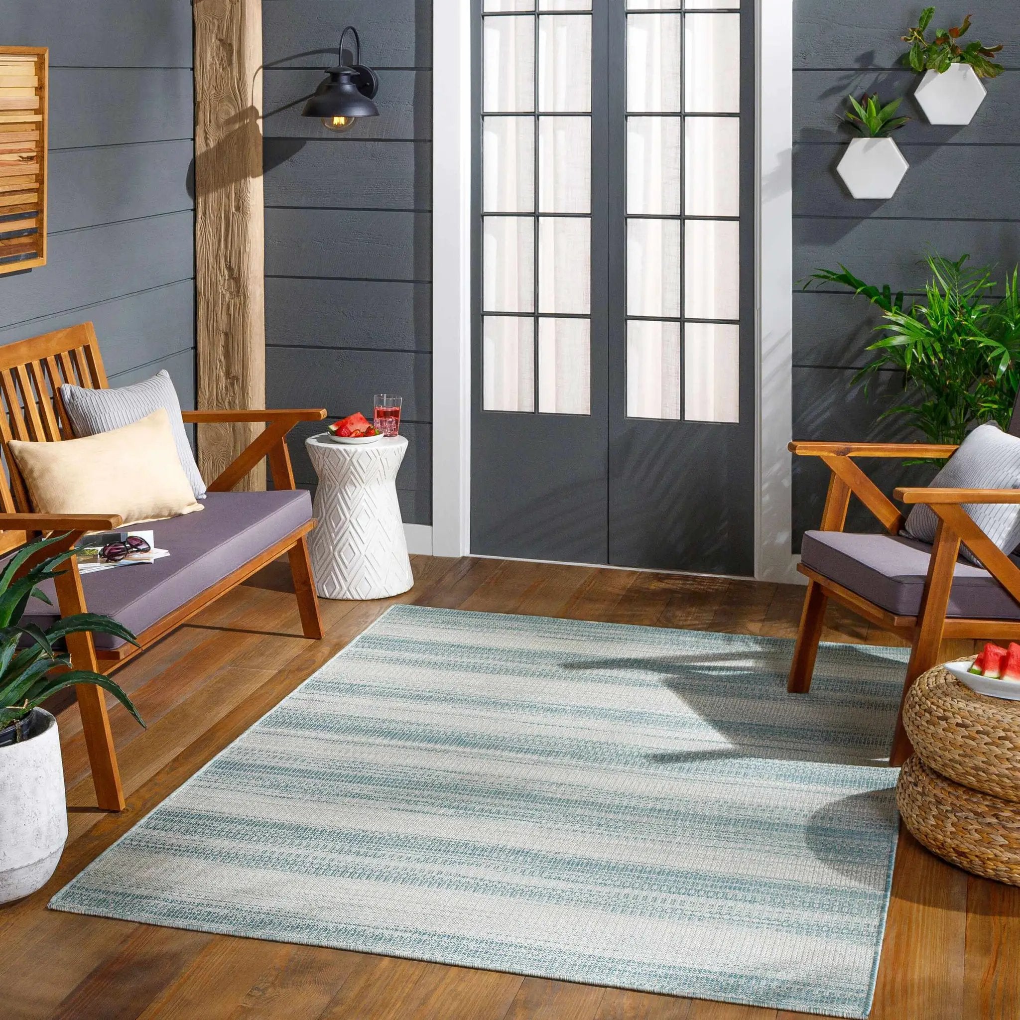 Kris Teal Outdoor Area Rug - Clearance by Boutique Rugs