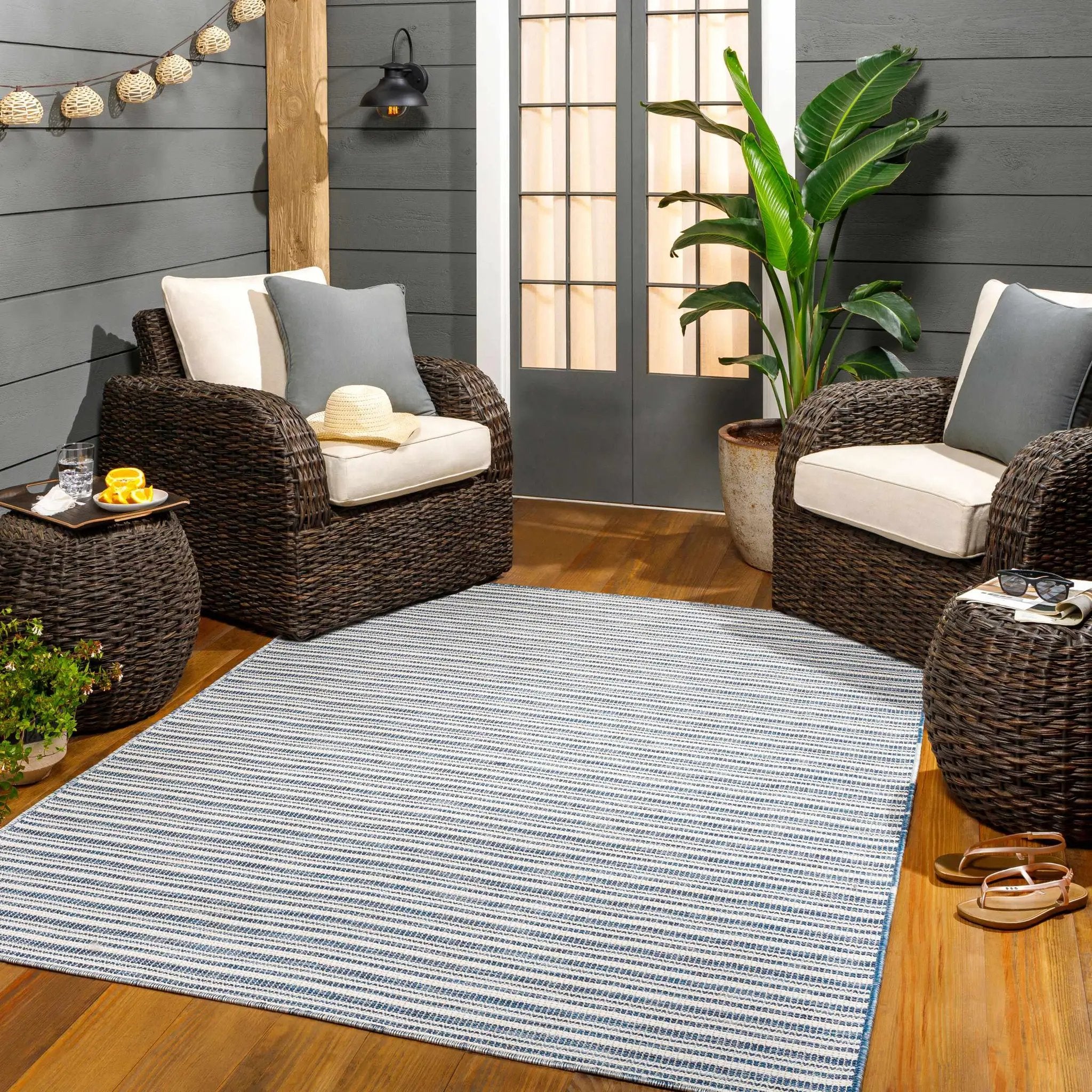 Greg Navy Outdoor Area Rug - Clearance by Boutique Rugs