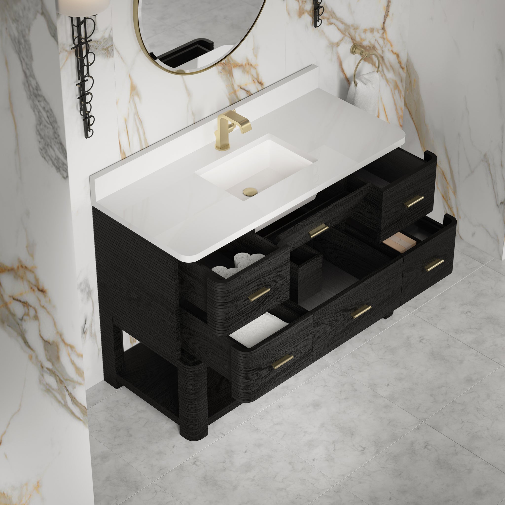 James Martin Lucian 48" Single Bathroom Vanity, Carbon Oak, view 28