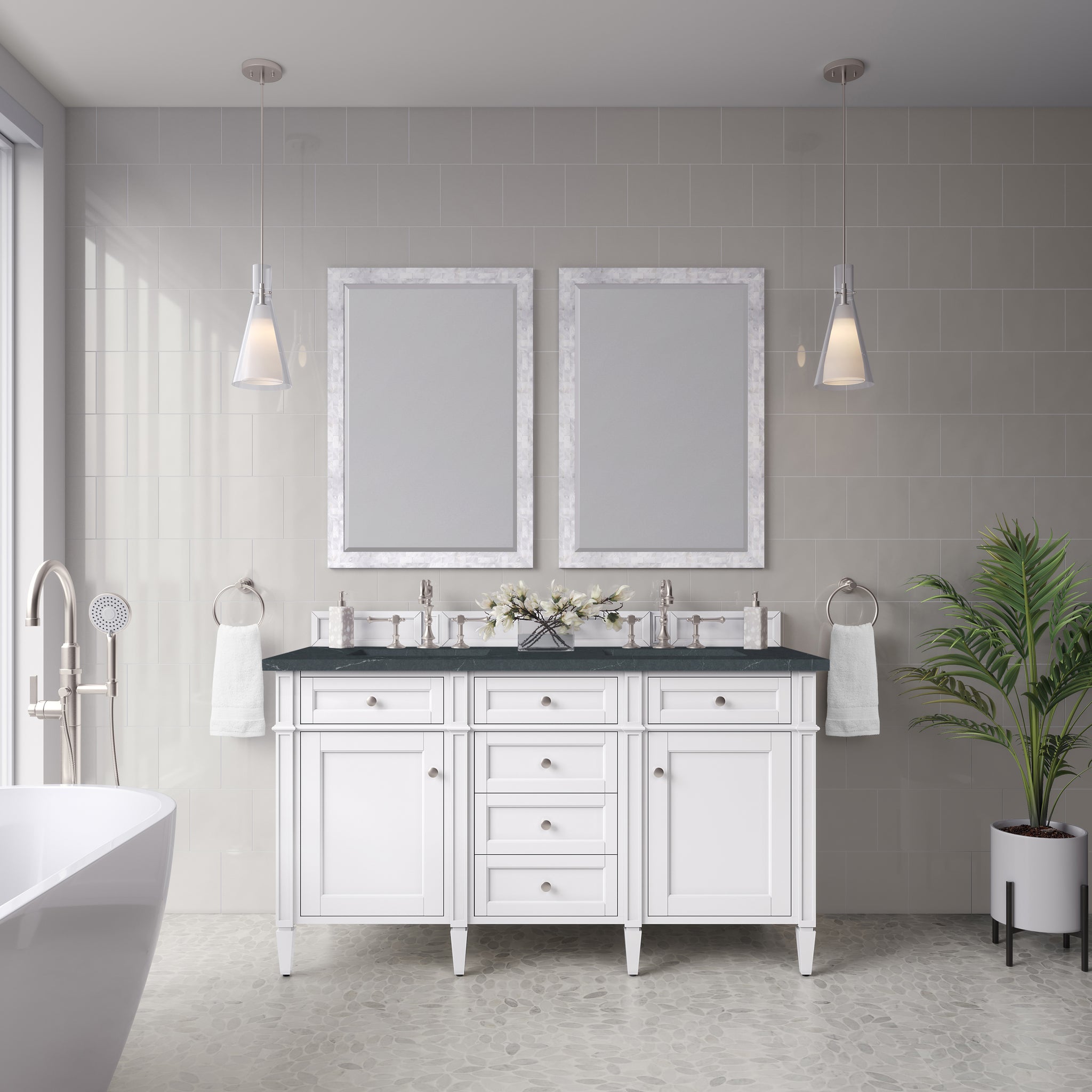 James Martin Brittany 60" Double Bathroom Vanity, Bright White, view 36