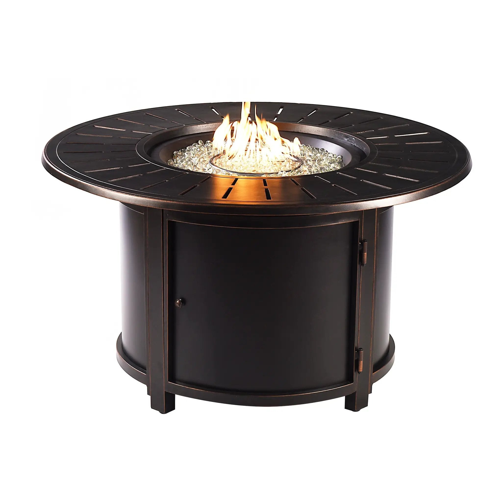 Aluminum 44-in Round Propane Fire Table with Beads, Covers and Lid by Sharicks