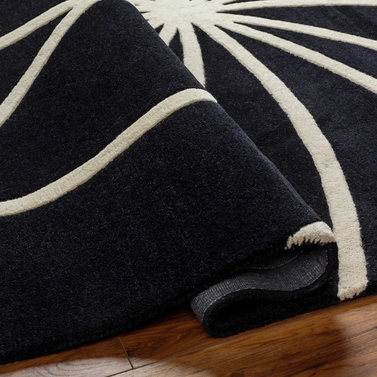 Davison Black Geometric Wool Carpet, photo 7 of 23