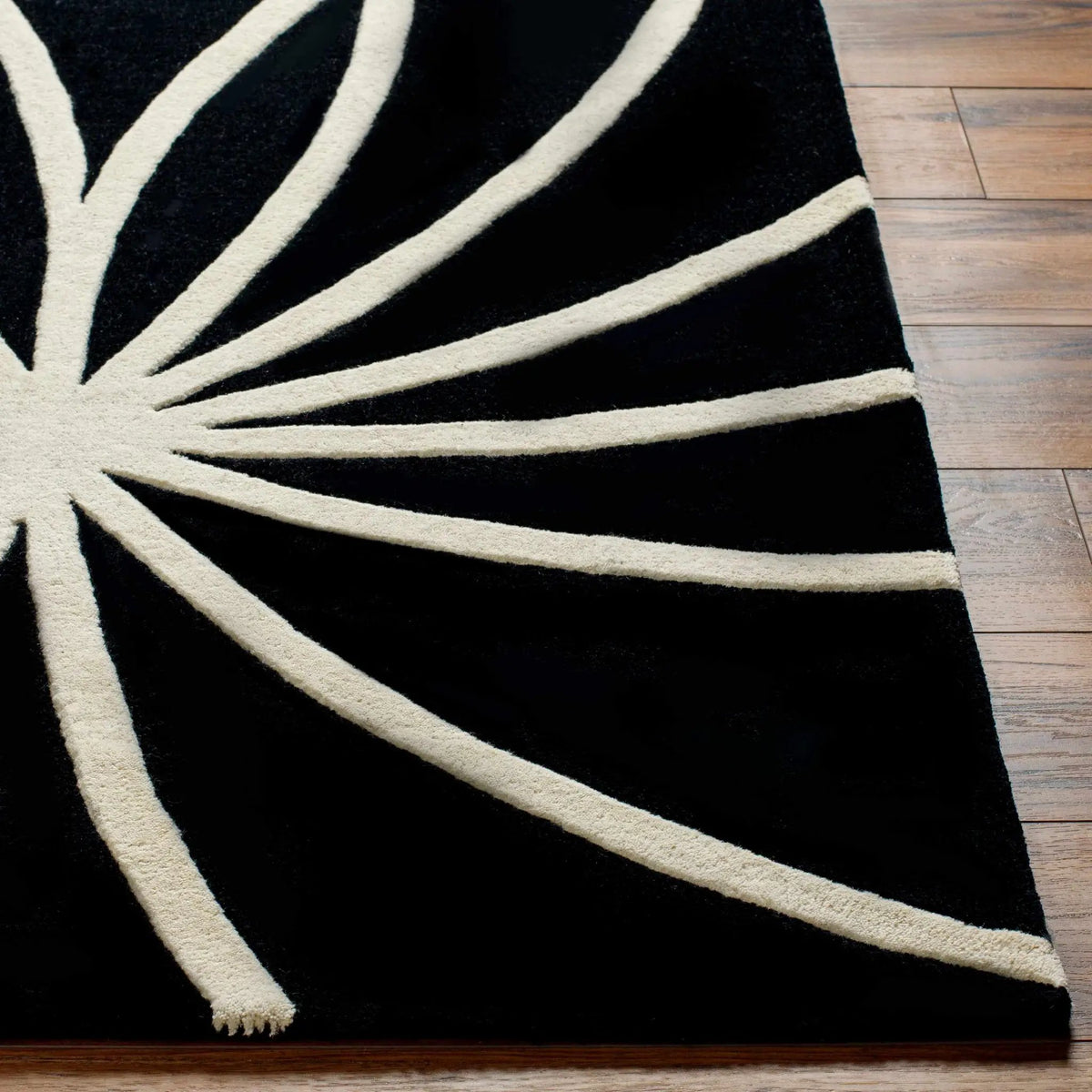 Davison Black Geometric Wool Carpet, photo 5 of 23