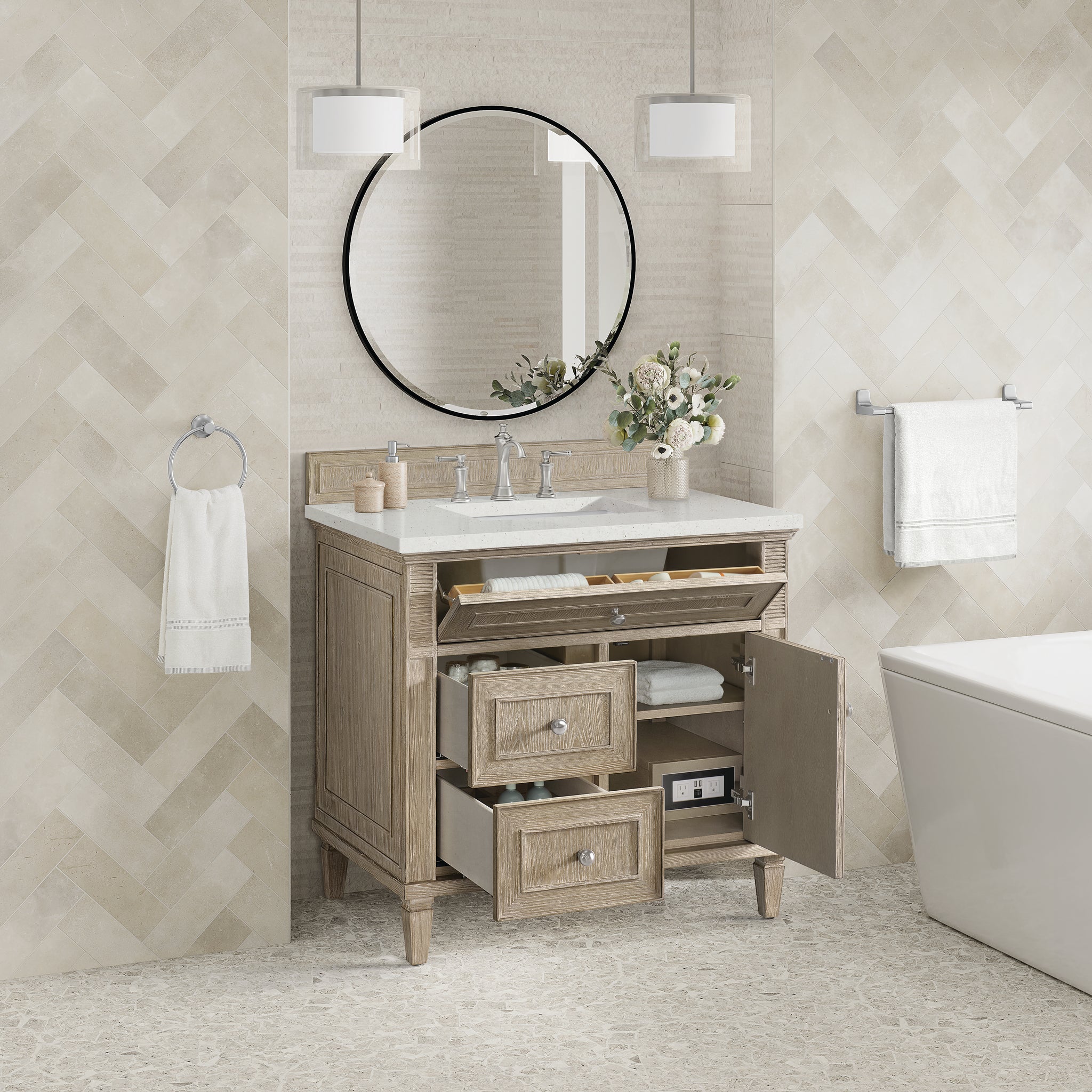 James Martin Lorelai 36" Single Bathroom Vanity, Whitewashed Oak, view 27