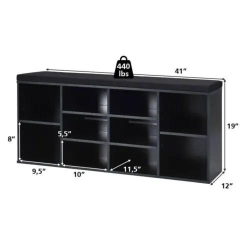 10-Cube Organizer Shoe Storage Bench with Cushion for Entryway, photo 5 of 11