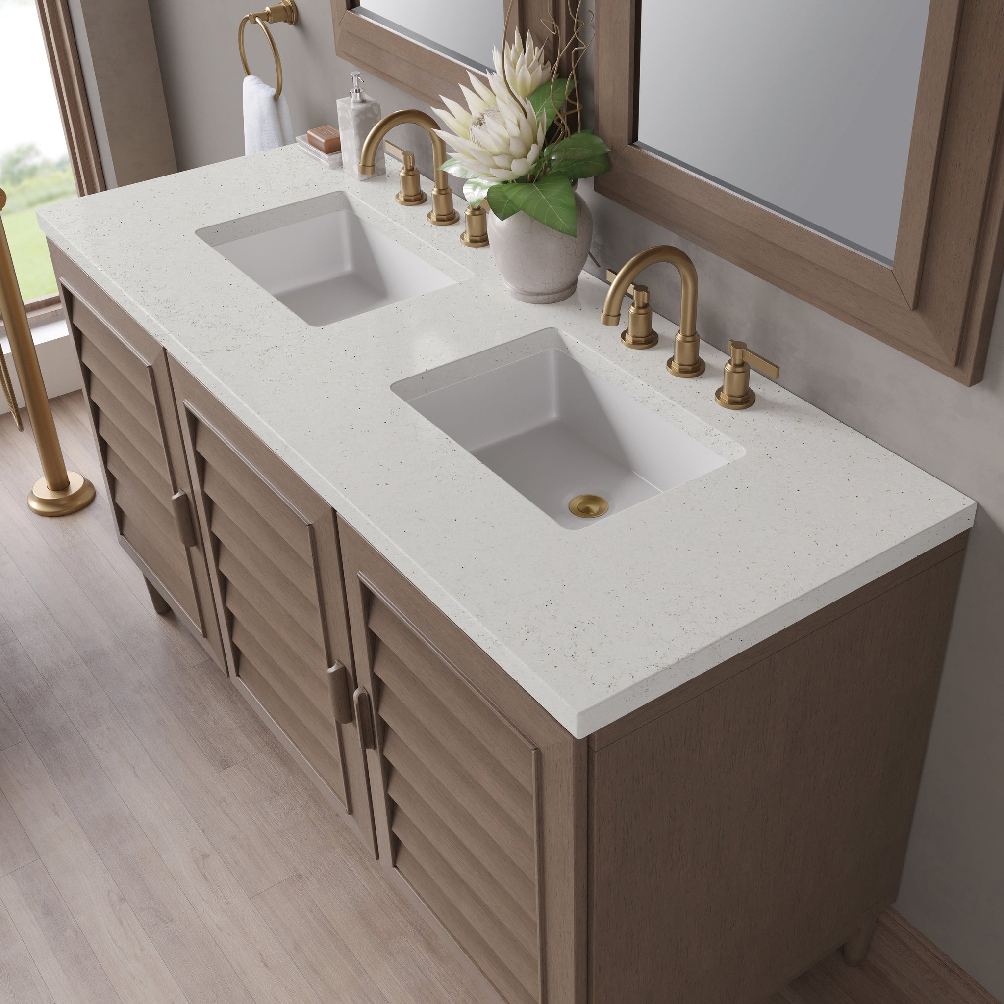 James Martin Portland 60" Double Bathroom Vanity, Whitewashed Walnut, view 31