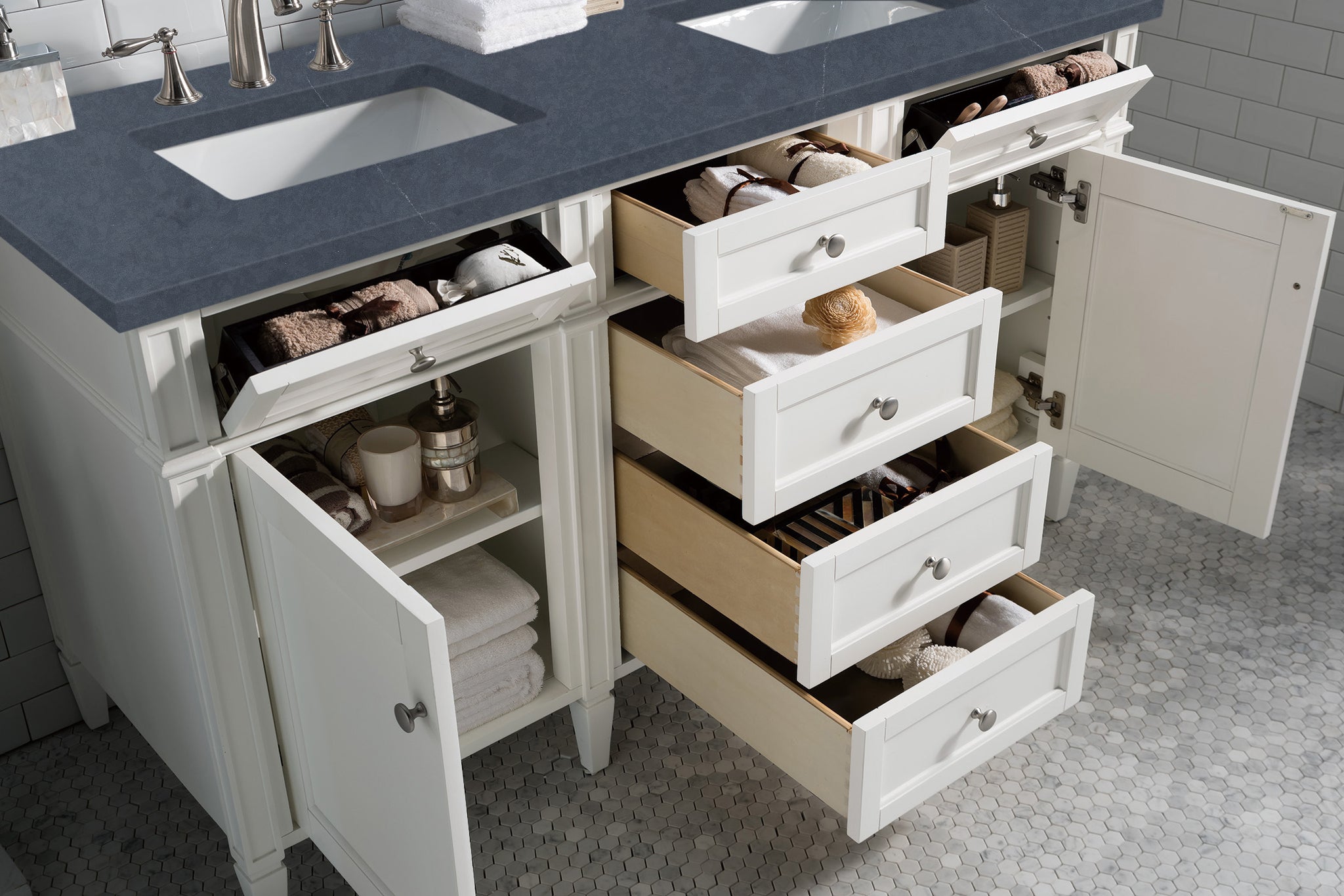 James Martin Brittany 60" Double Bathroom Vanity, Bright White, view 38