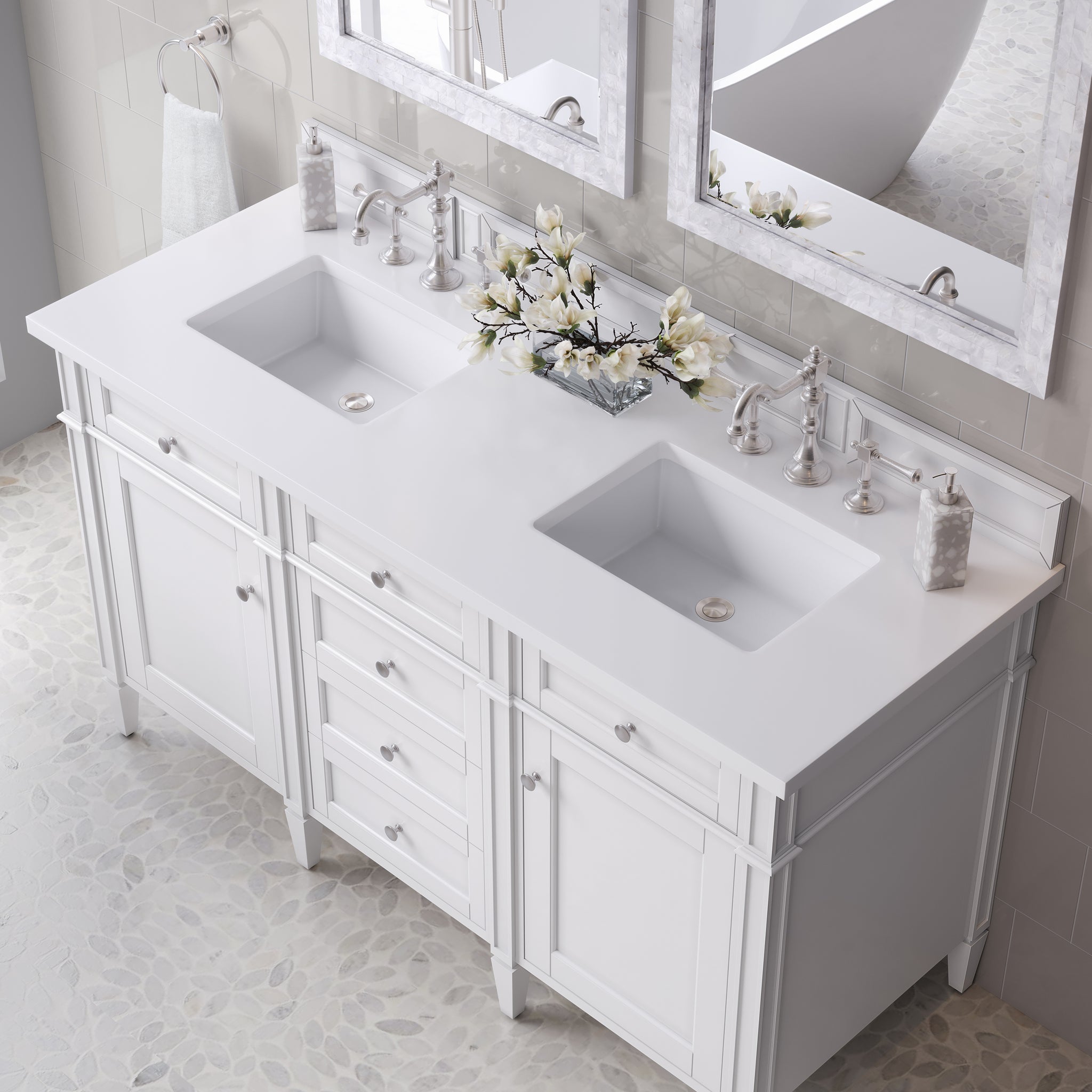 James Martin Brittany 60" Double Bathroom Vanity, Bright White, view 26