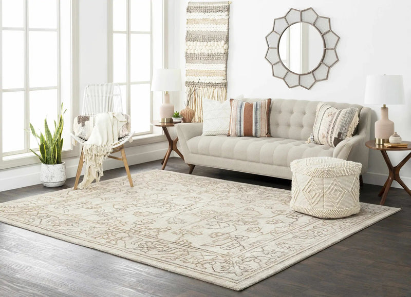 Aveley Beige Cotton Knitted Pouf by Boutique Rugs