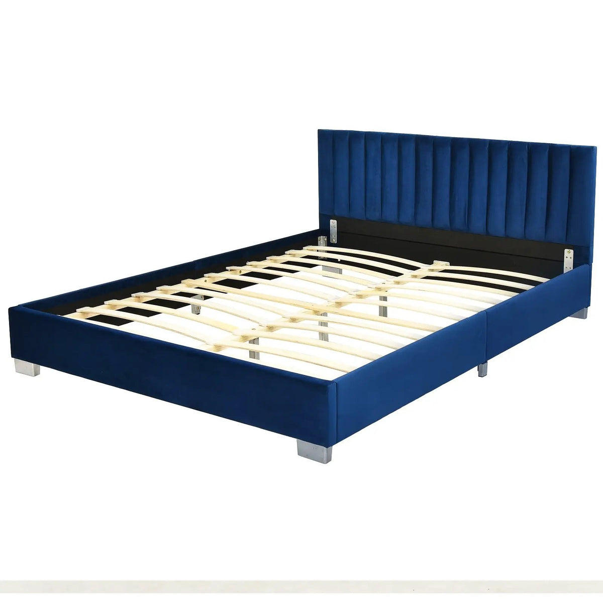 Full Tufted Upholstered Platform Bed Frame with Flannel Headboard, photo 11 of 16