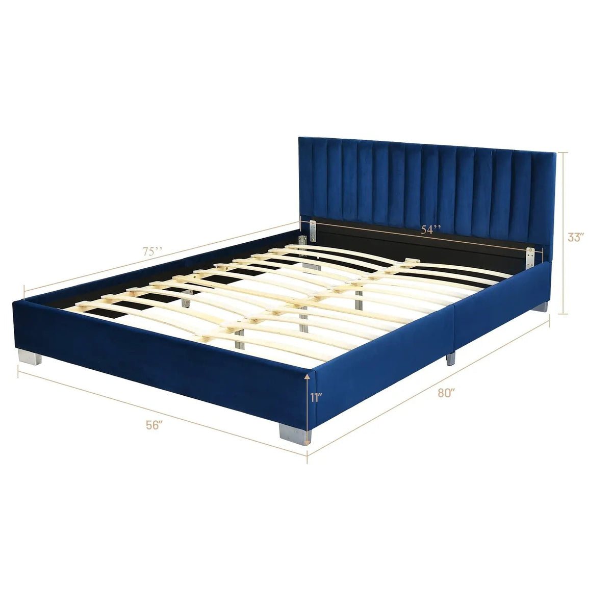 Full Tufted Upholstered Platform Bed Frame with Flannel Headboard, photo 9 of 16