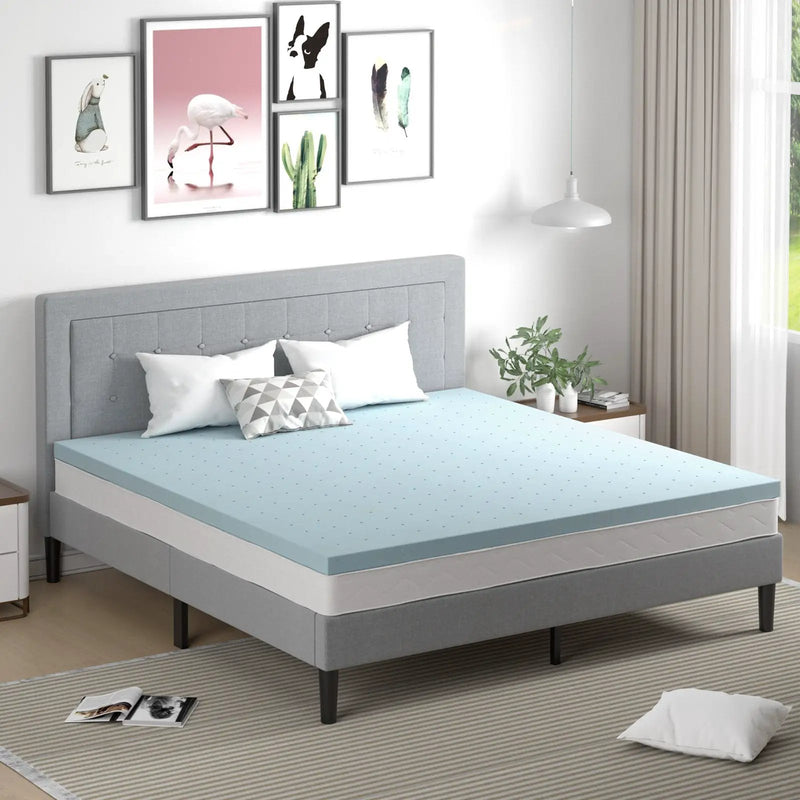 4 Inch Gel Injection Memory Foam Mattress Top Ventilated Mattress Double Bed by DirectDeals