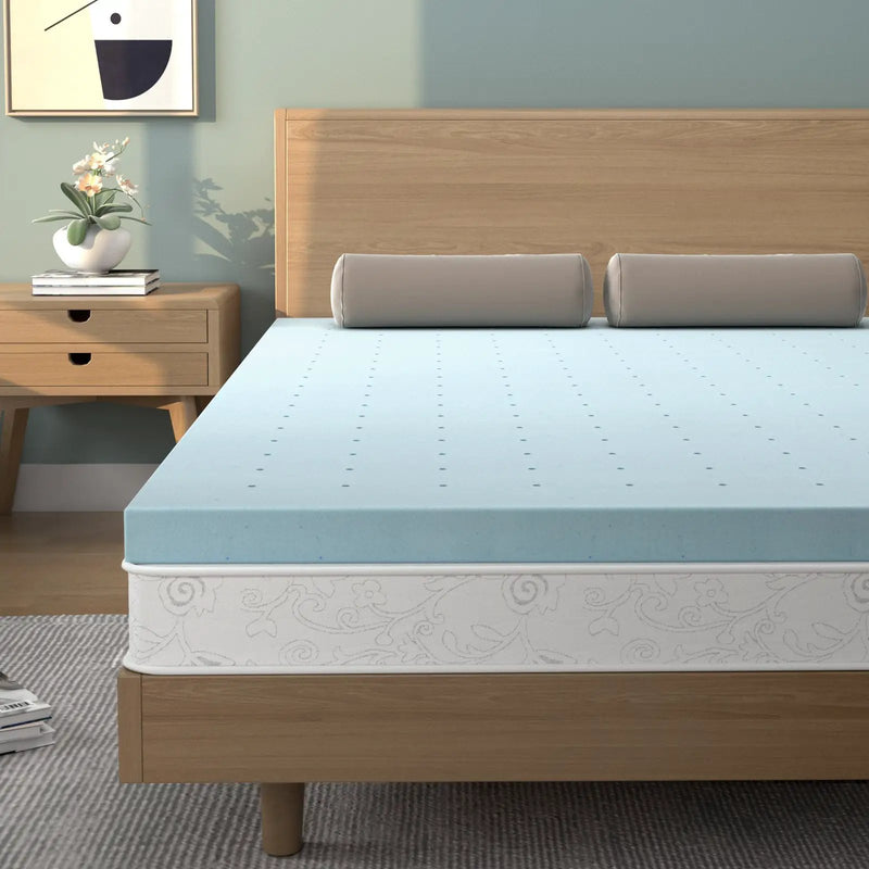 4 Inch Gel Injection Memory Foam Mattress Top Ventilated Mattress Double Bed by DirectDeals