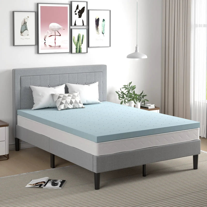 4 Inch Gel Injection Memory Foam Mattress Top Ventilated Mattress Double Bed by DirectDeals