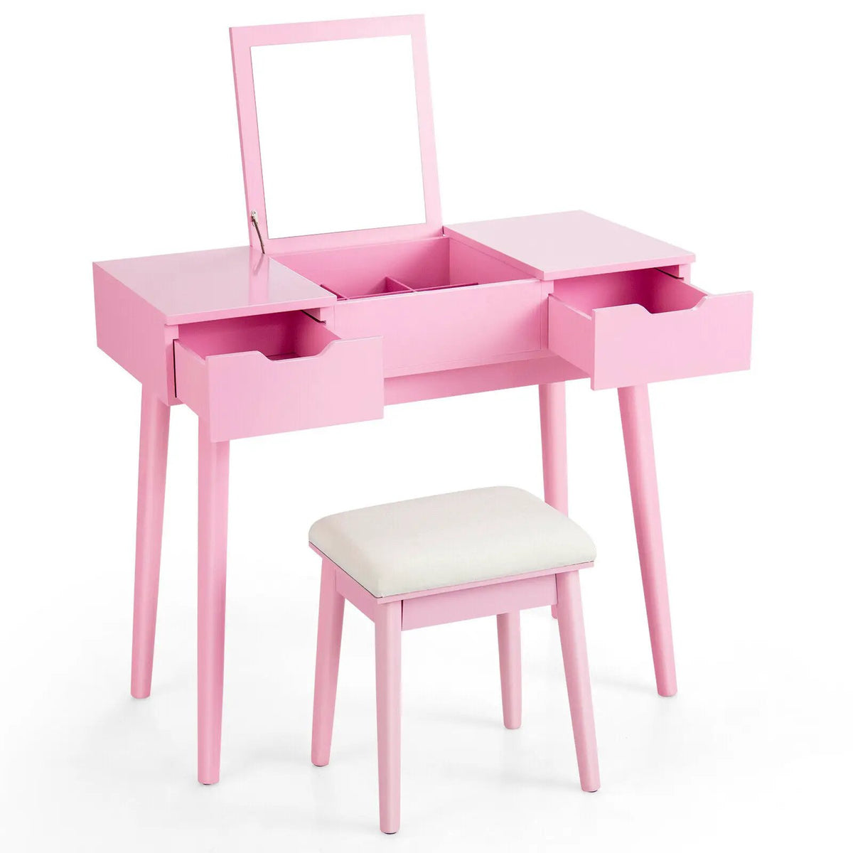 Makeup Vanity Table Set with Flip Top Mirror and 2 Drawers, photo 2 of 9
