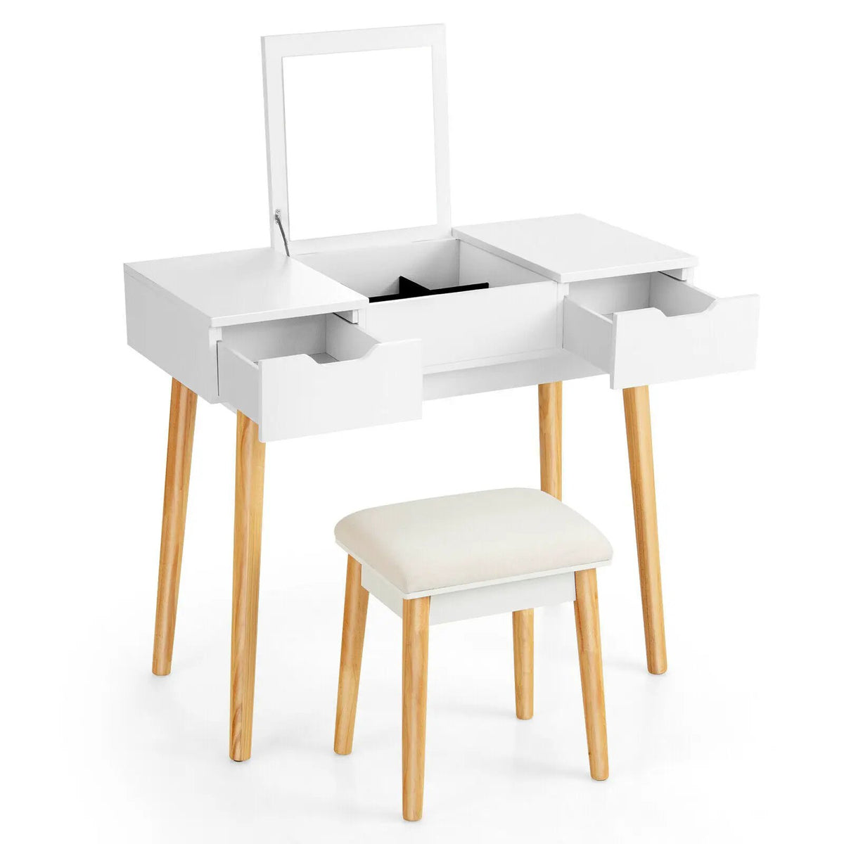 Makeup Vanity Table Set with Flip Top Mirror and 2 Drawers, photo 9 of 9