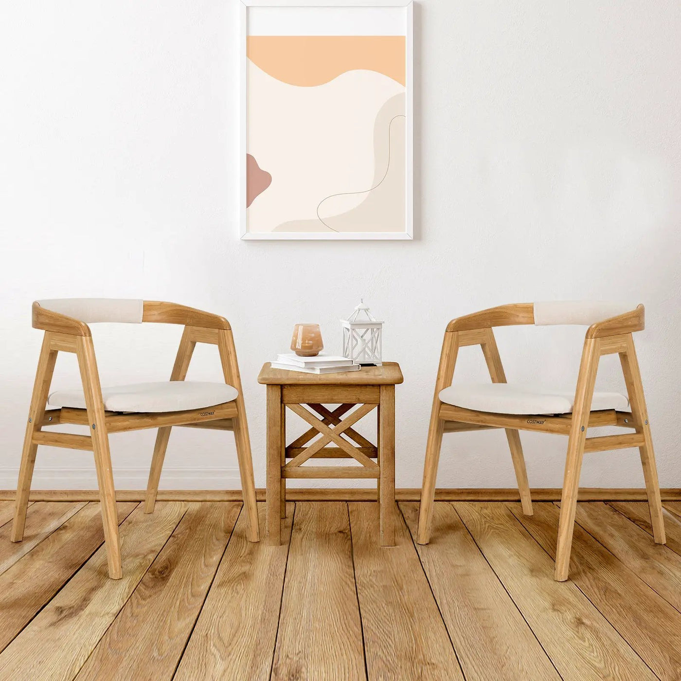 Leisure Bamboo Dining Chair with Curved Back and Anti-slip Foot Pads-Natural by DirectDeals