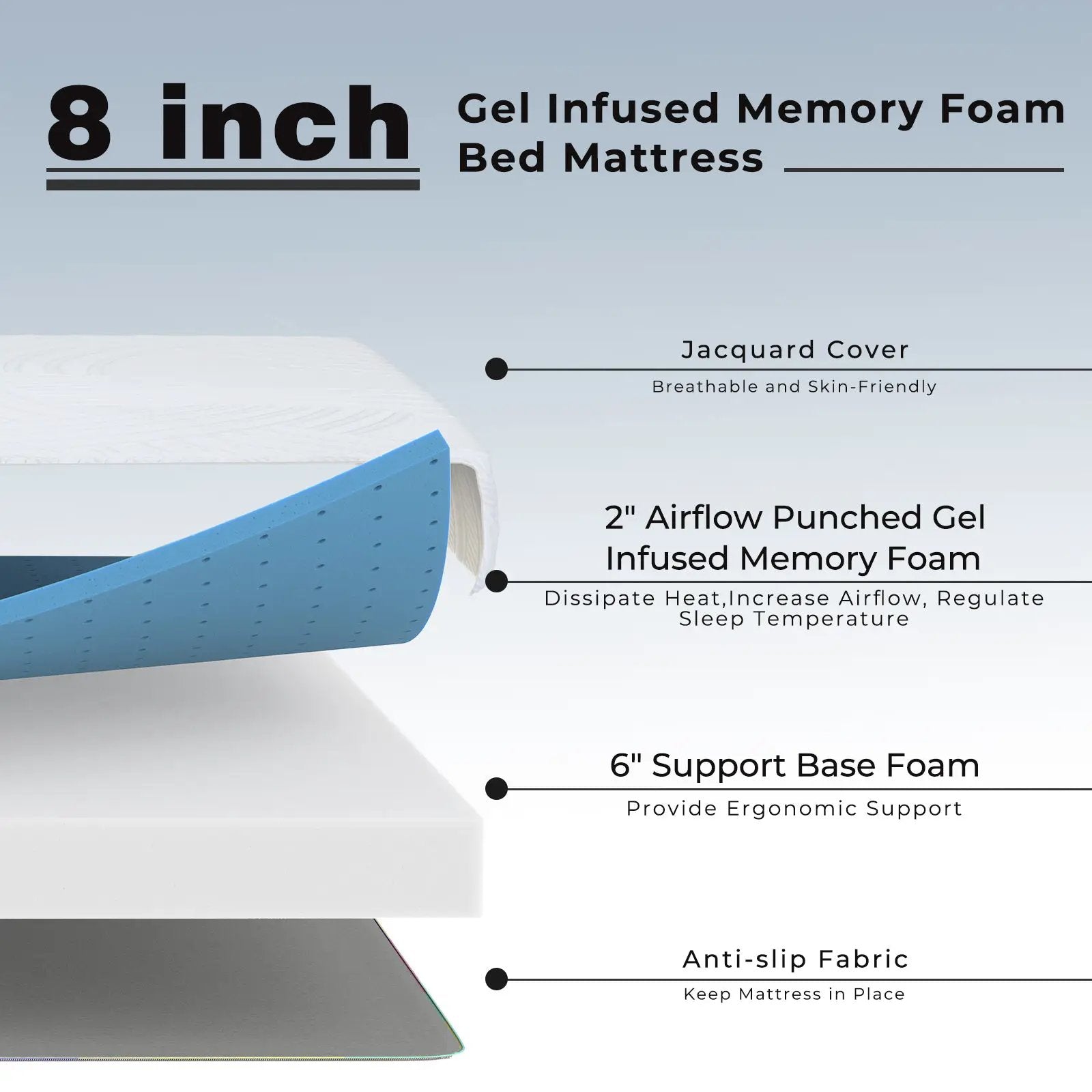 8 Inch Memory Foam Mattress with Poly Jacquard Fabric Cover by DirectDeals