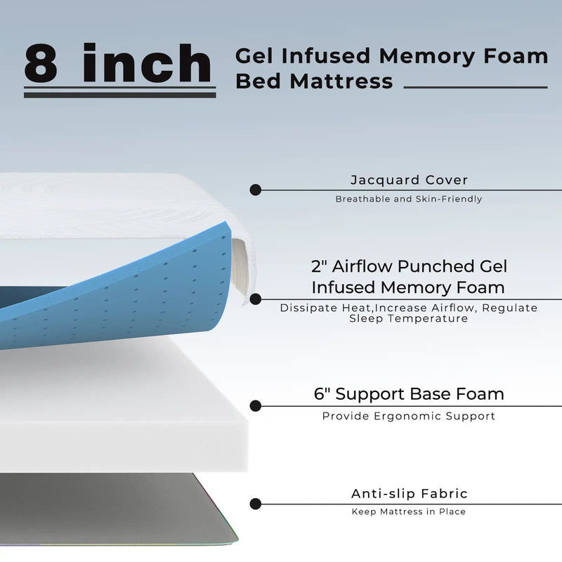 8 Inch Memory Foam Mattress with Poly Jacquard Fabric Cover by DirectDeals