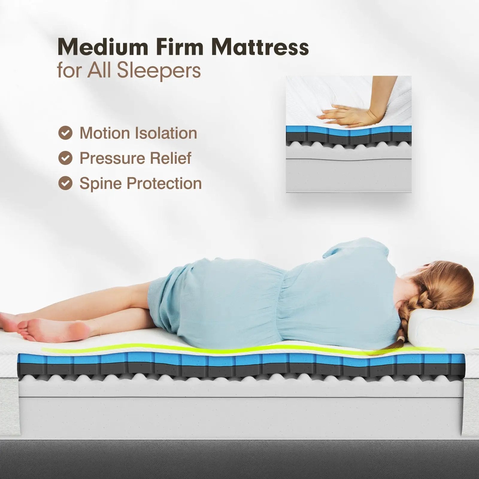 75L x 54W x 8H Memory Foam Mattress with Jacquard Fabric Cover by DirectDeals