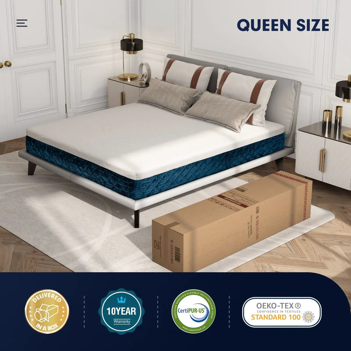 10 Inch Mattress with Jacquard Fabric Cover in a Box, photo 14 of 16