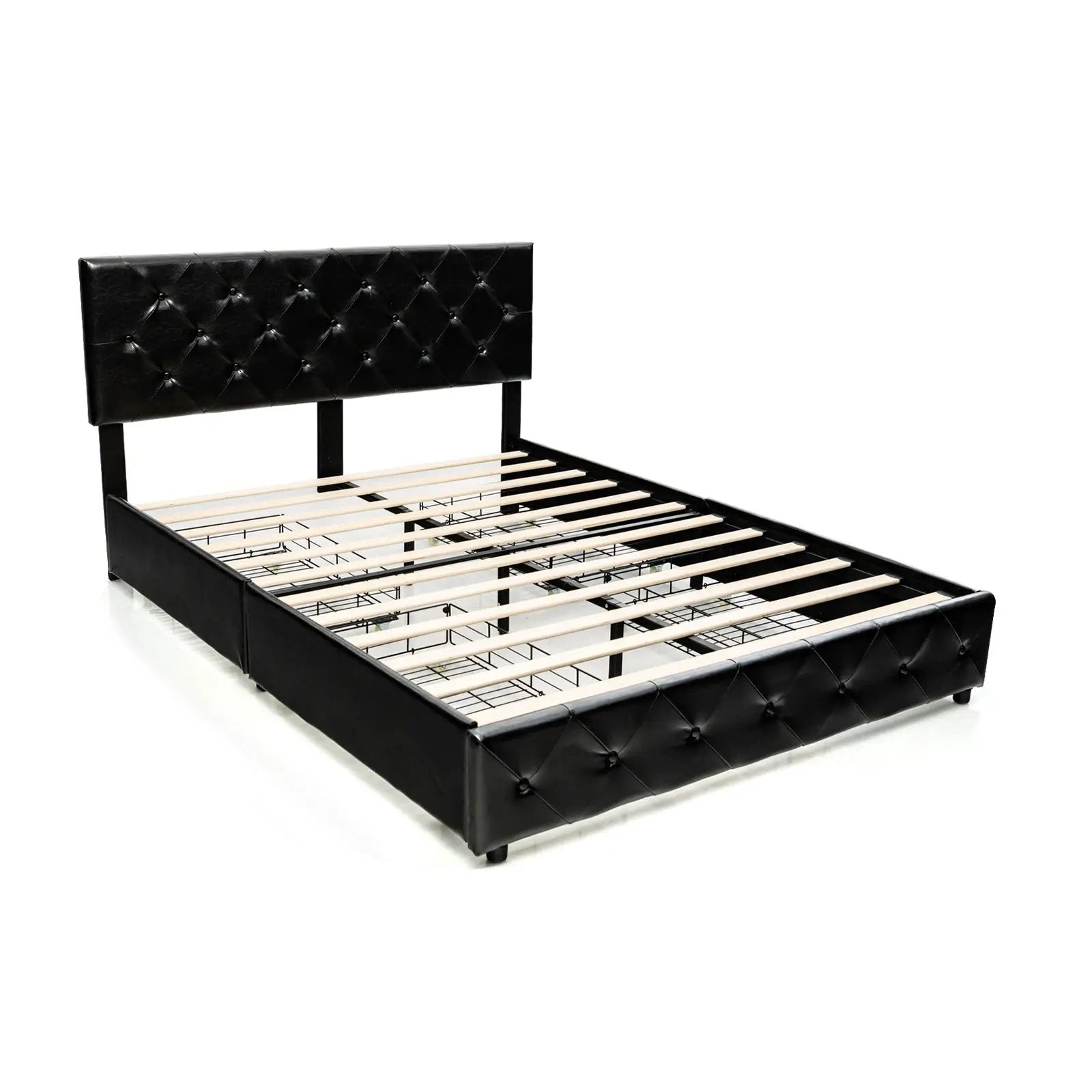 Full/Queen PU Leather Upholstered Platform Bed with 4 Drawers by DirectDeals