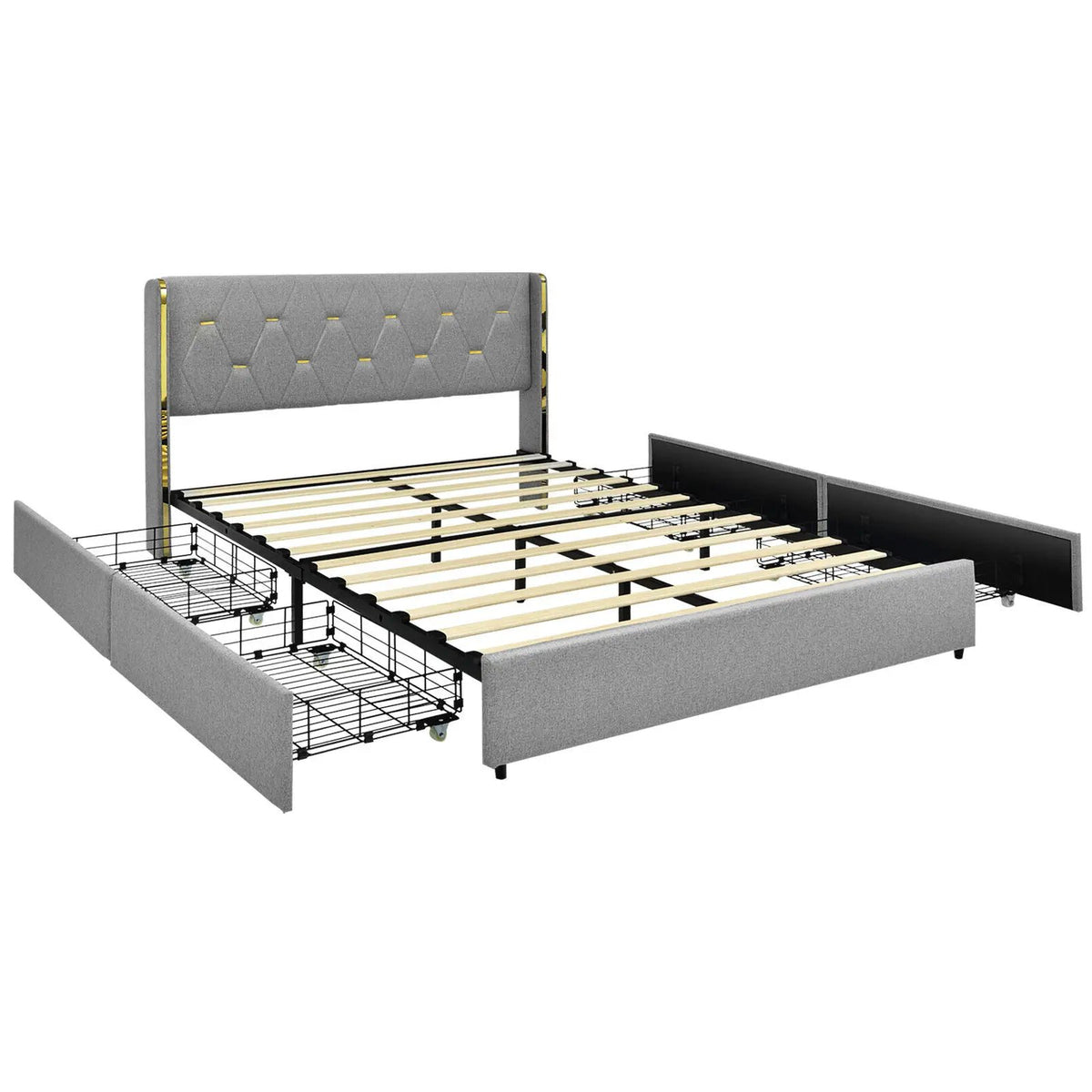 Bed Frame Mattress Foundation with 4 Storage Drawers, photo 2 of 9