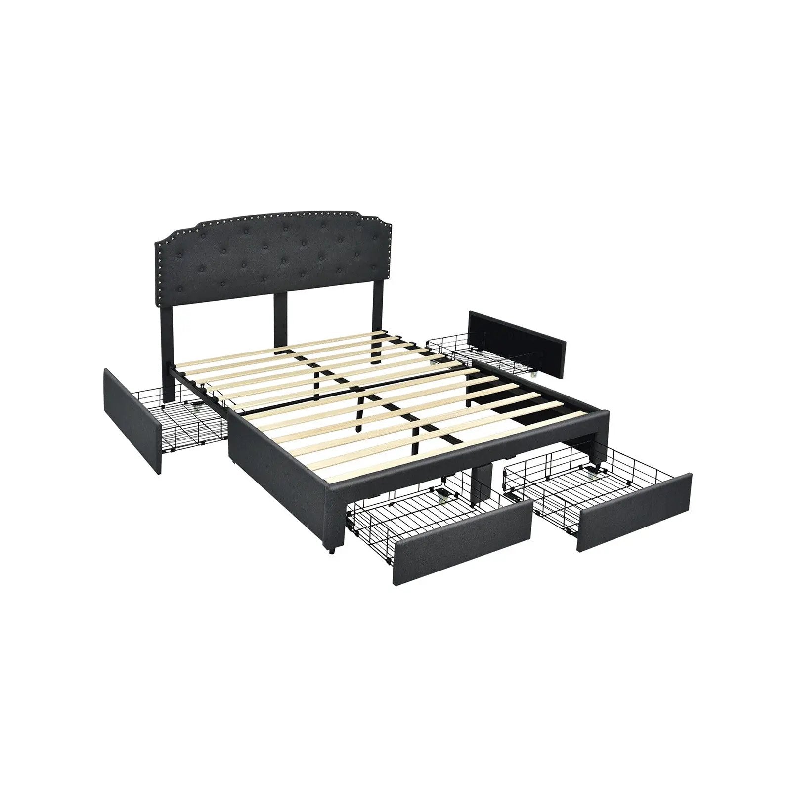 Platform Bed Frame with 4 Storage Drawers and Adjustable Headboard by DirectDeals
