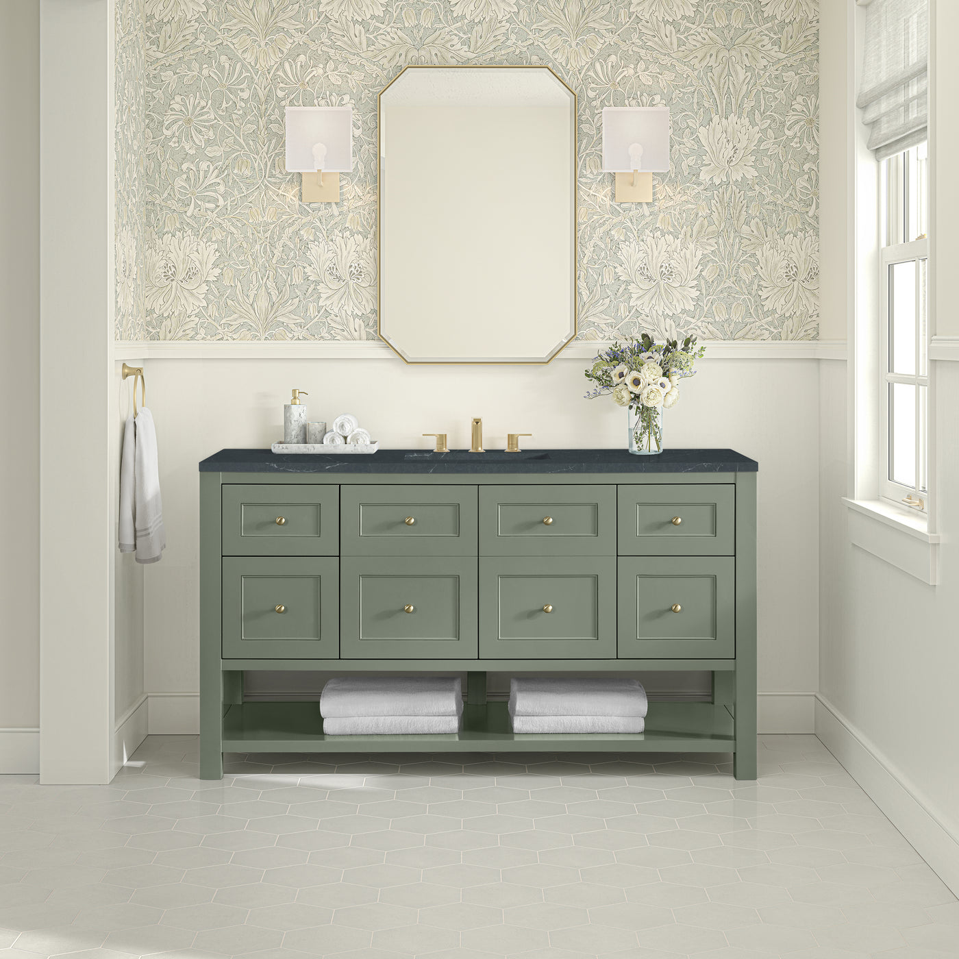 James Martin Breckenridge 60" Single Bathroom Vanity, Smokey Celadon, view 24