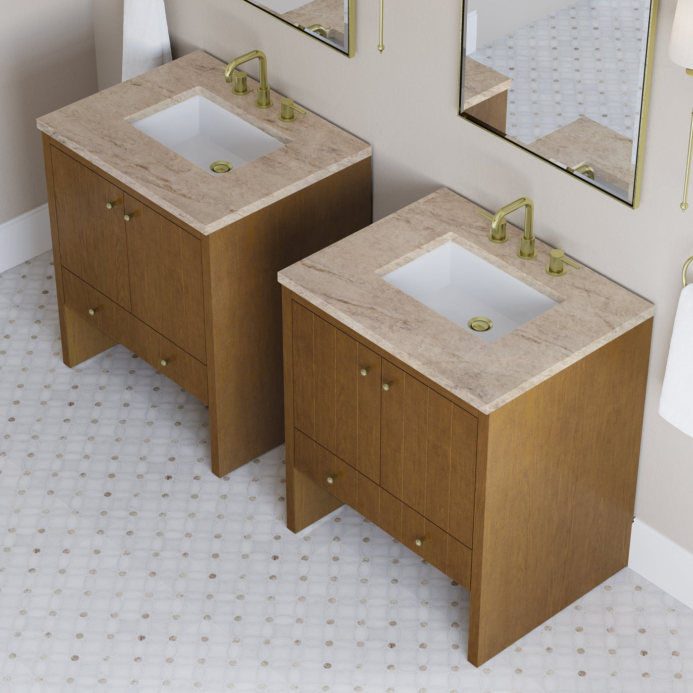 James Martin Hudson 30" Single Bathroom Vanity, Honey Oak with Tajnar countertop
