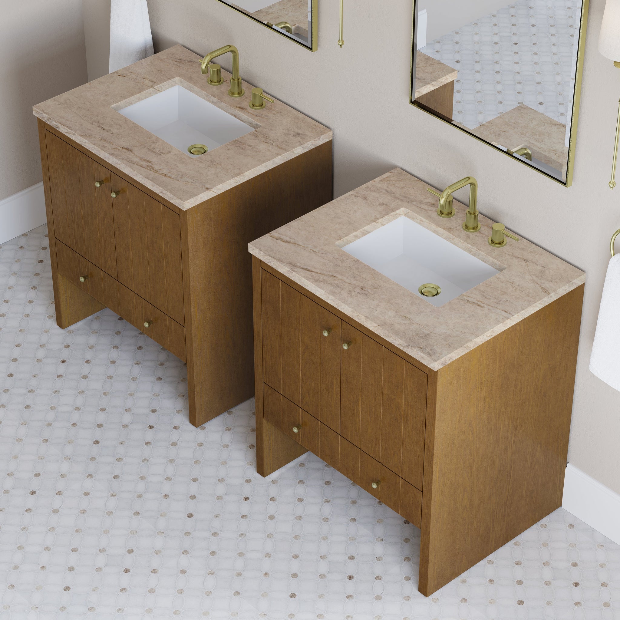 James Martin Hudson 30" Single Bathroom Vanity, Honey Oak with Tajnar countertop