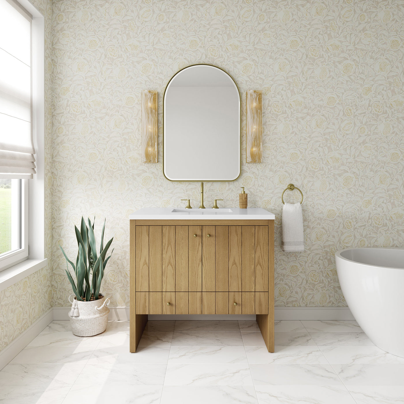 James Martin Hudson 36" Single Bathroom Vanity, Light Natural Oak, cabinet without a countertop