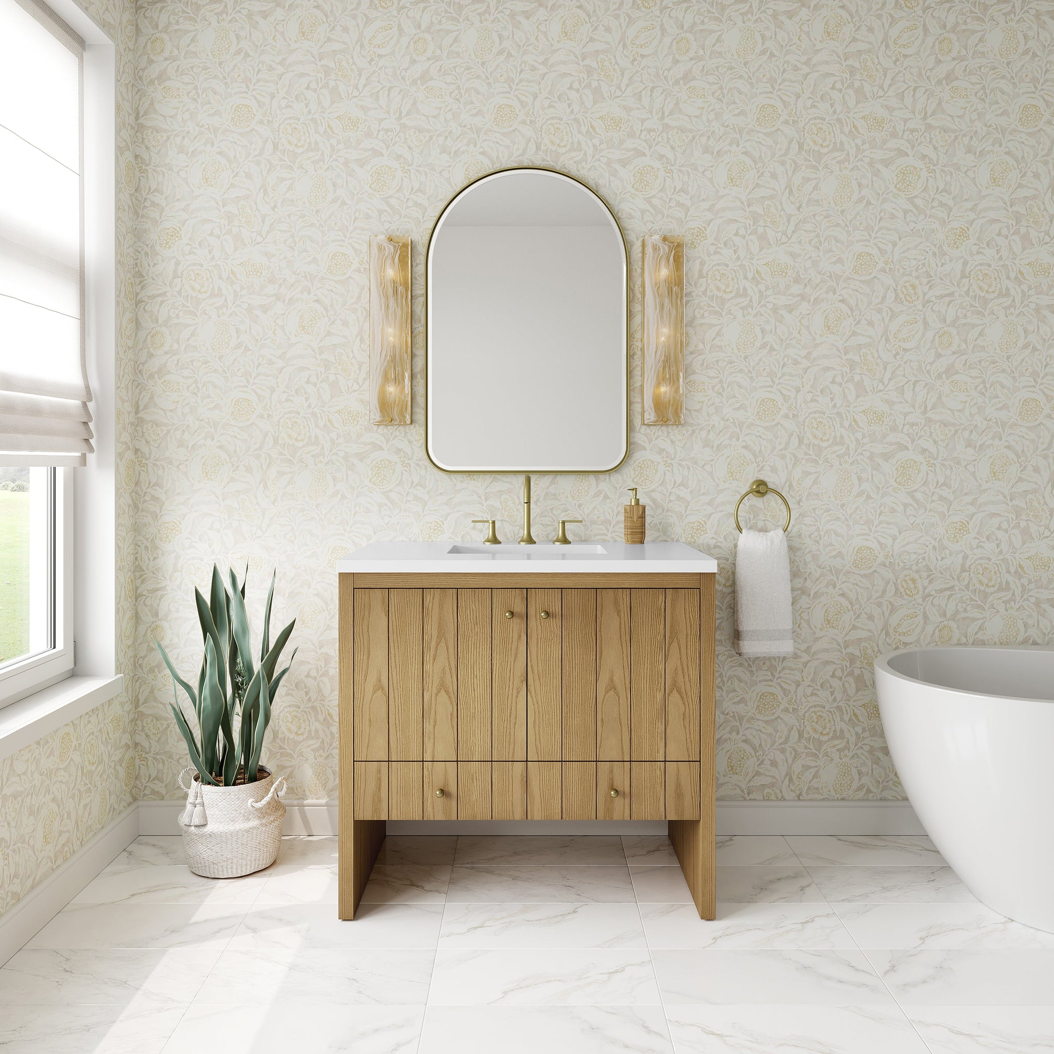 James Martin Hudson 36" Single Bathroom Vanity, Light Natural Oak, cabinet without a countertop