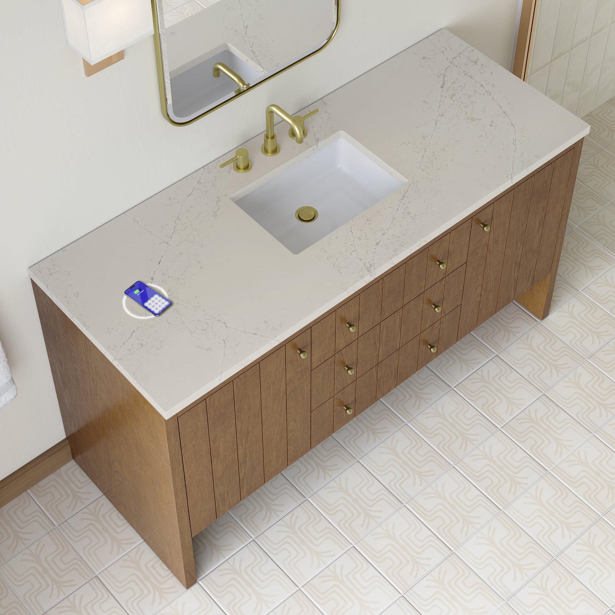 James Martin Hudson 60" Single Bathroom Vanity, Honey Oak with Siberian (FreePower) countertop