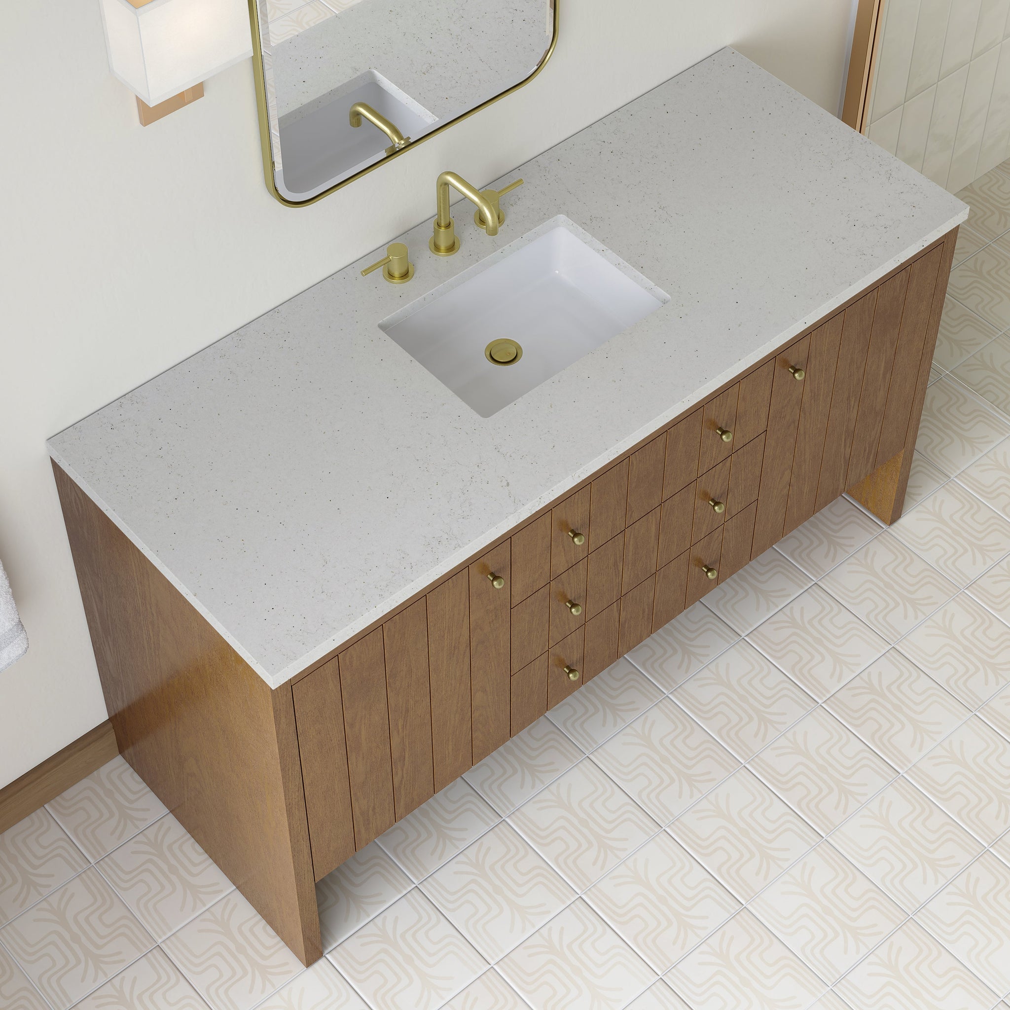 James Martin Hudson 60" Single Bathroom Vanity, Honey Oak with Lime Delight countertop