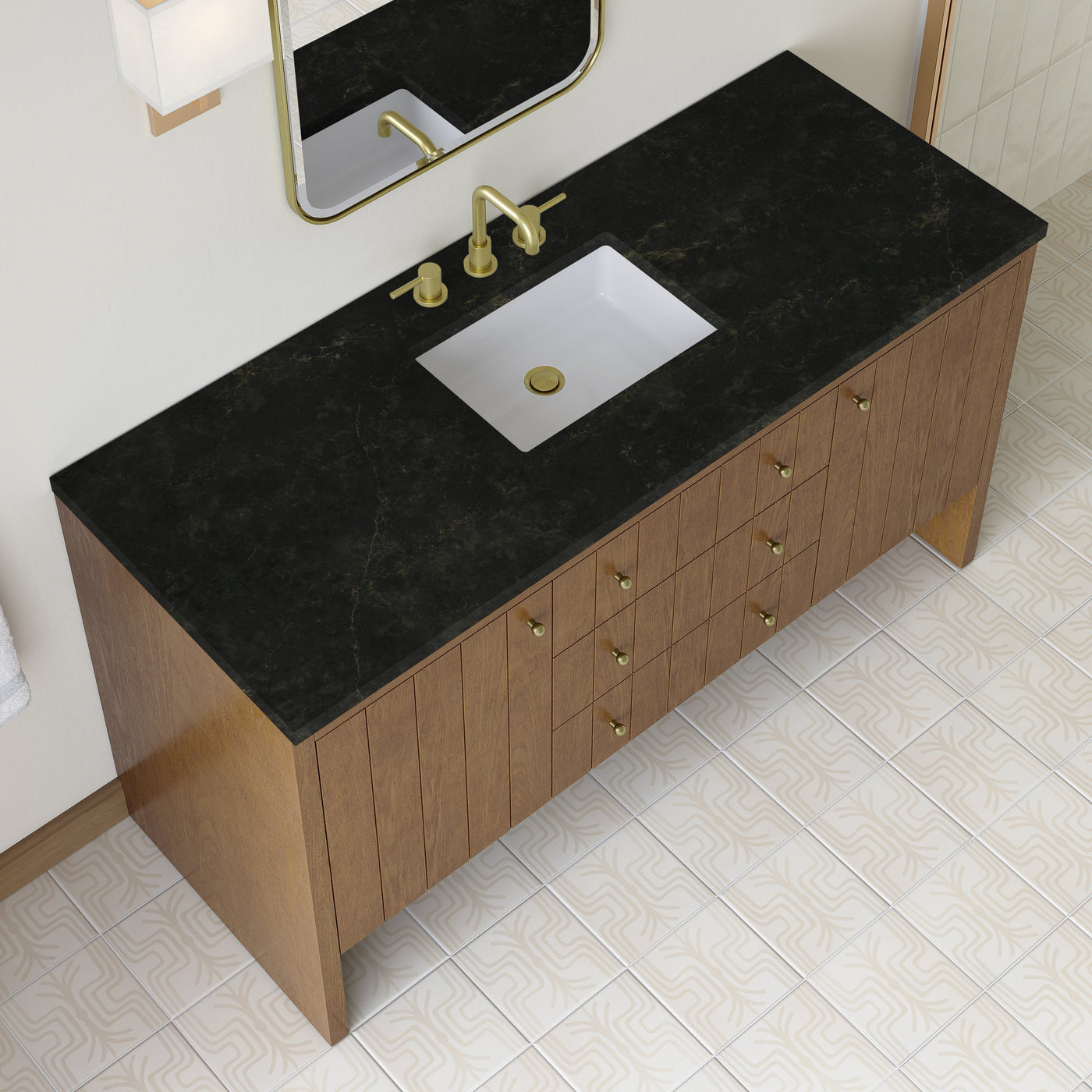 James Martin Hudson 60" Single Bathroom Vanity, Honey Oak with Phantome countertop