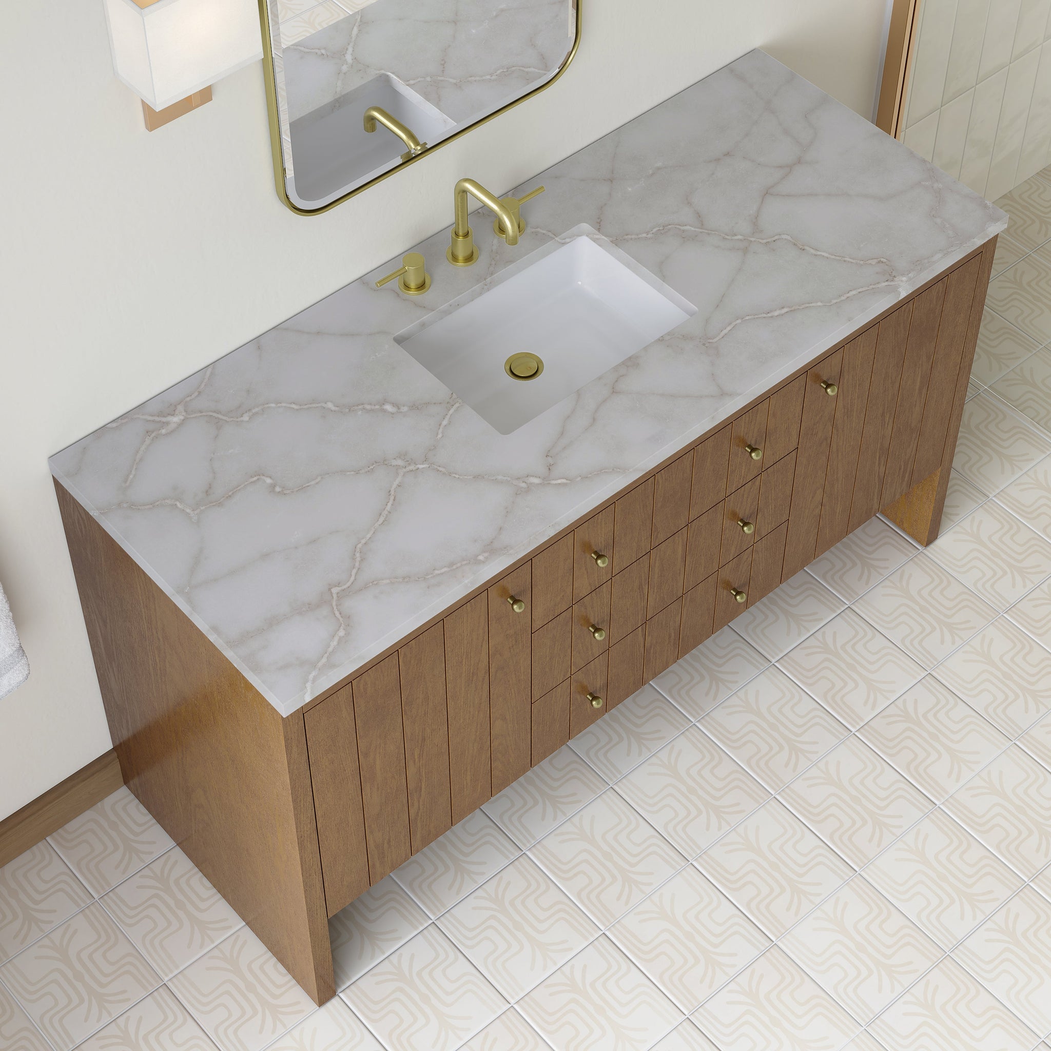 James Martin Hudson 60" Single Bathroom Vanity, Honey Oak with Victorian Silver countertop