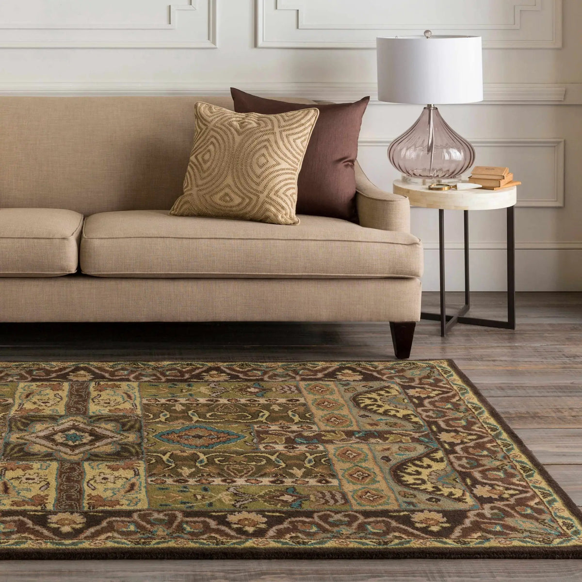 Huguenot 12x15 Large Wool Rug - Clearance, installed in a room