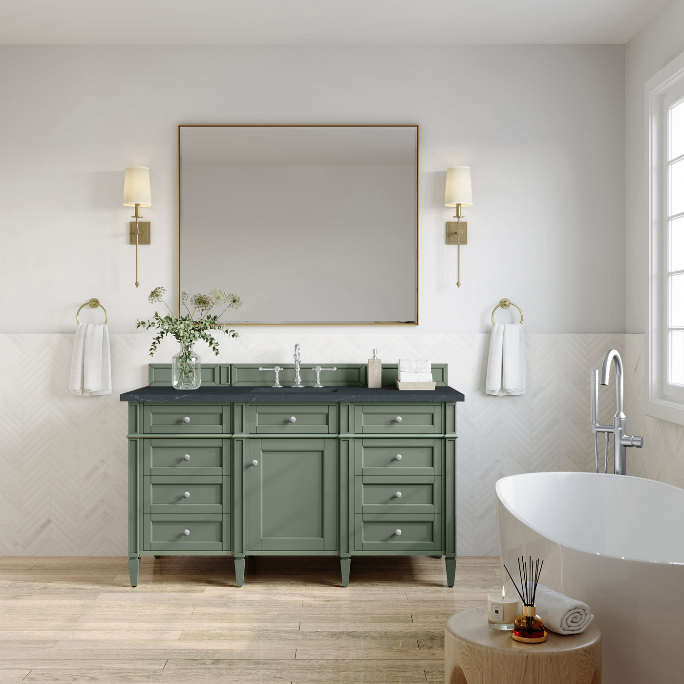 James Martin Brittany 60" Single Bathroom Vanity, Smokey Celadon, view 19