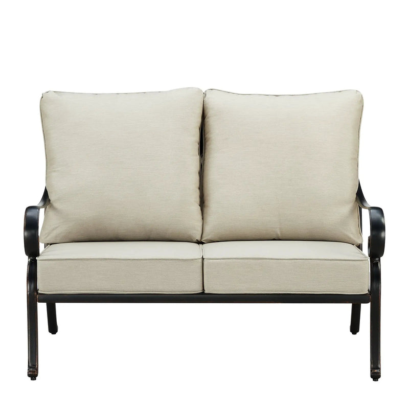 Black Aluminum Deep Seating Loveseat with Cushions by Sharicks