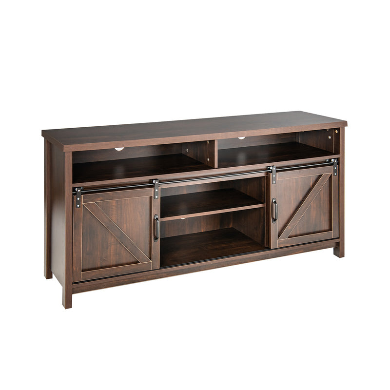 59 Inch Sliding Barn Door TV Stand with Adjustable Shelves for TVs up to 65 Inch by DirectDeals