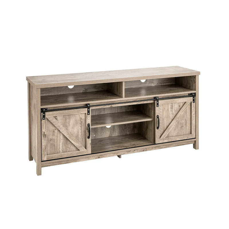 59 Inch Sliding Barn Door TV Stand with Adjustable Shelves for TVs up to 65 Inch by DirectDeals