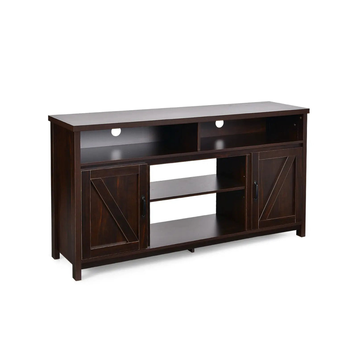 59 Inch TV Stand Media Center Console Cabinet with Barn Door for TV's 65 Inch, photo 3 of 10