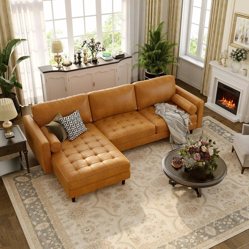 3-Seat L-Shaped Sectional Sofa Couch for Living Room-Brown by DirectDeals