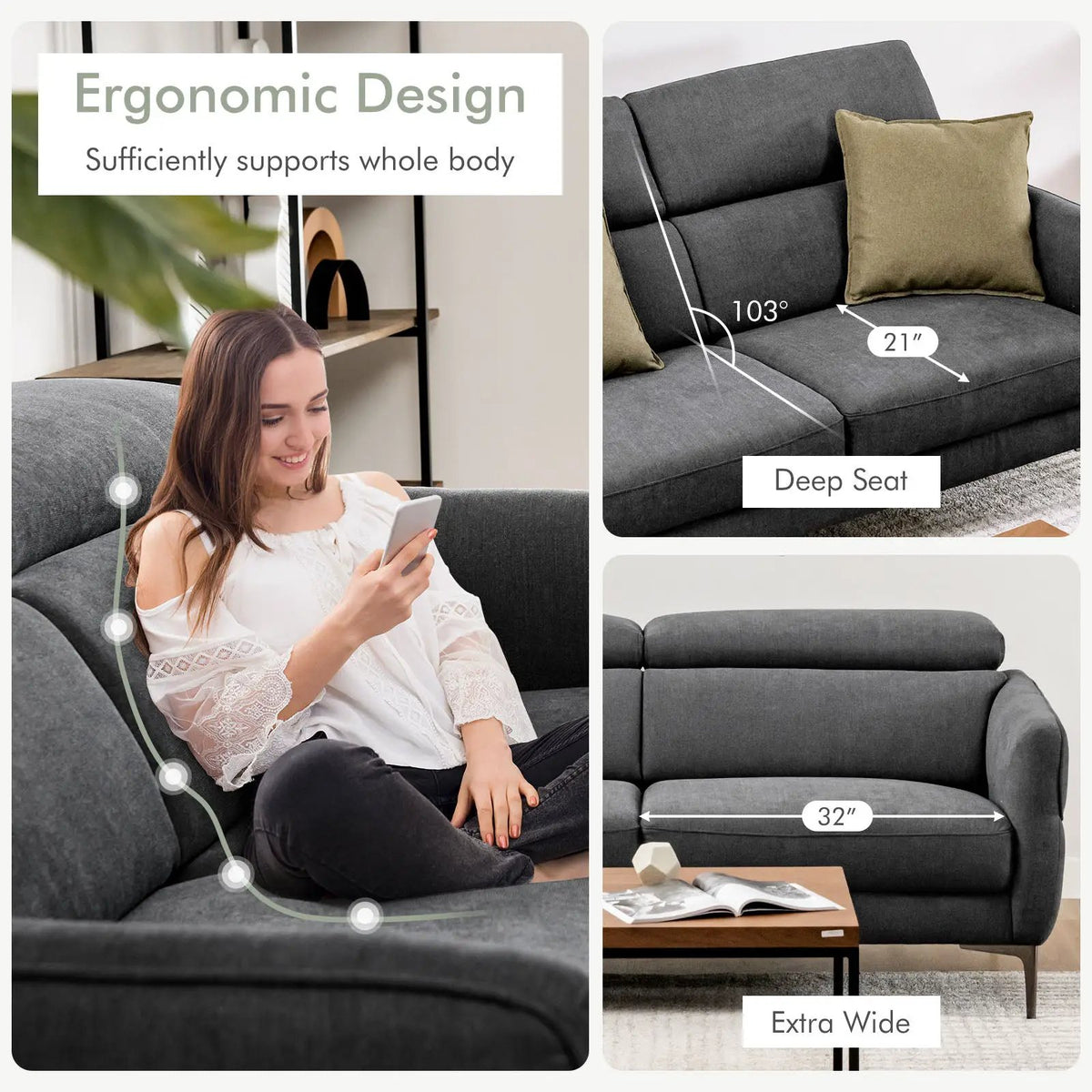 Modern Couched Sofa set with Adjustable Headrest, photo 6 of 16
