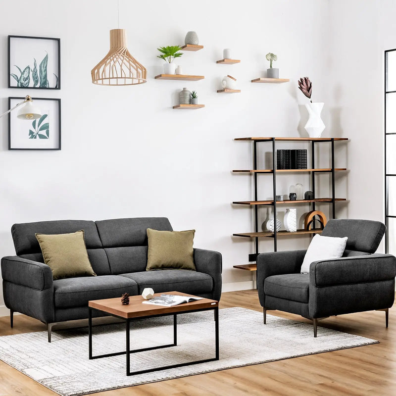 Modern Couched Sofa set with Adjustable Headrest by DirectDeals