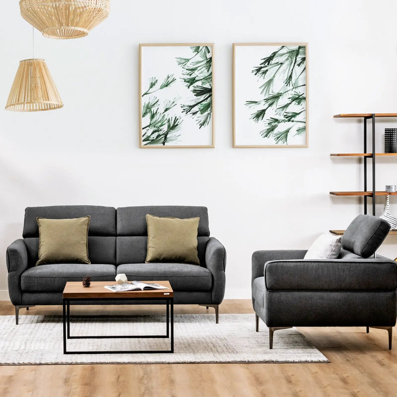 Modern Upholstered Single Sofa with Adjustable Headrest by DirectDeals