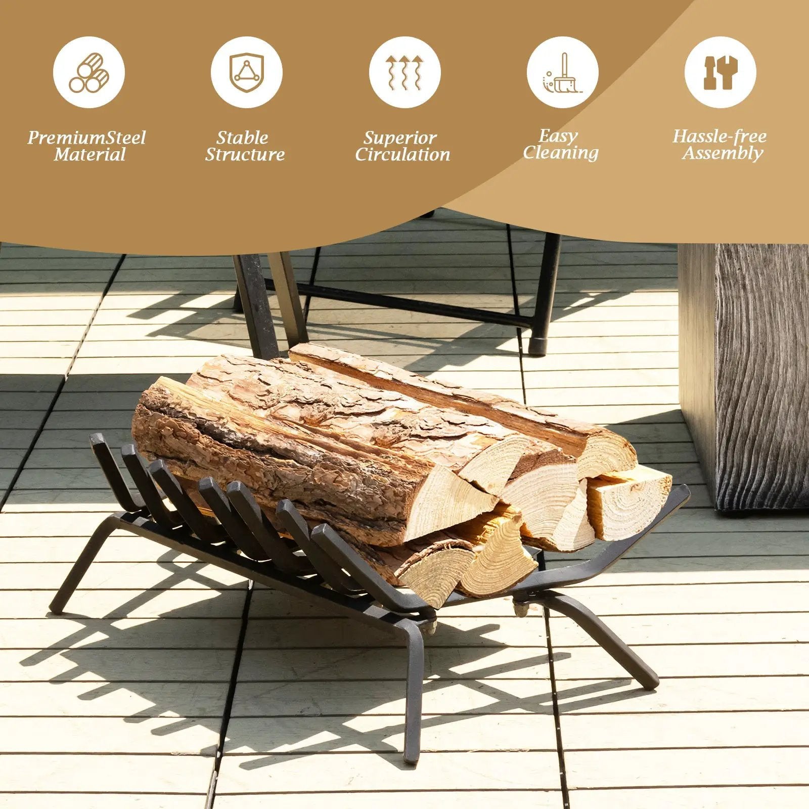 31/25/18 Inch Fireplace Grate for Outdoor Fire Pit by DirectDeals